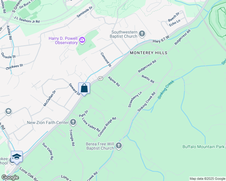 map of restaurants, bars, coffee shops, grocery stores, and more near 32 Parkwood Lane in Johnson City