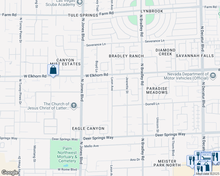 map of restaurants, bars, coffee shops, grocery stores, and more near 7126 Silver Palace Street in Las Vegas