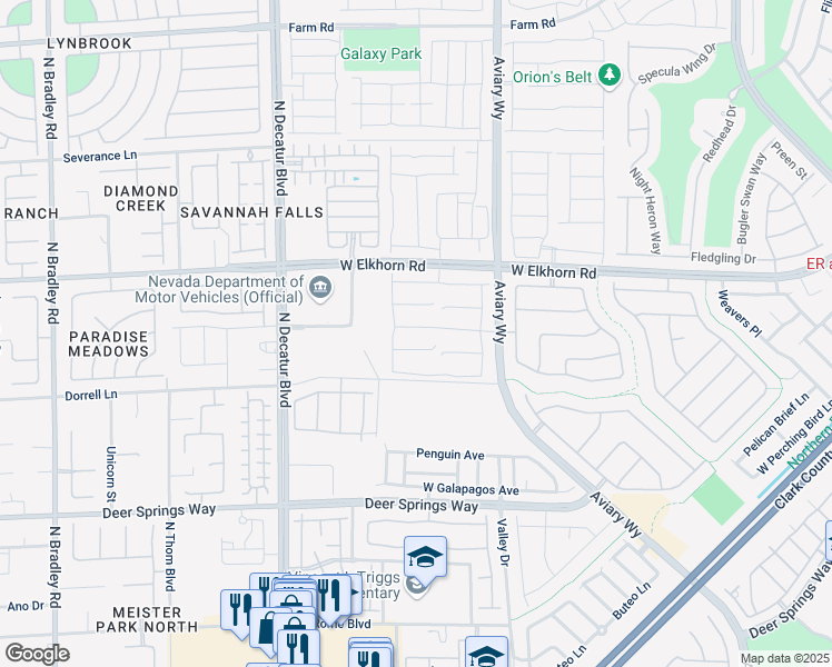map of restaurants, bars, coffee shops, grocery stores, and more near 4437 Panoramic View Avenue in North Las Vegas