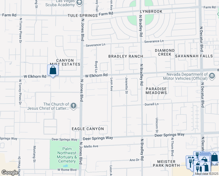 map of restaurants, bars, coffee shops, grocery stores, and more near 7126 Silver Palace Street in Las Vegas