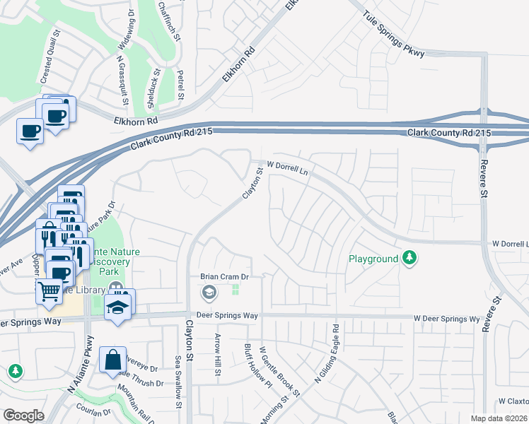 map of restaurants, bars, coffee shops, grocery stores, and more near 7047 Calvert Cliffs Street in North Las Vegas