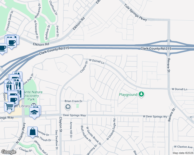 map of restaurants, bars, coffee shops, grocery stores, and more near 7009 Judith River St in North Las Vegas