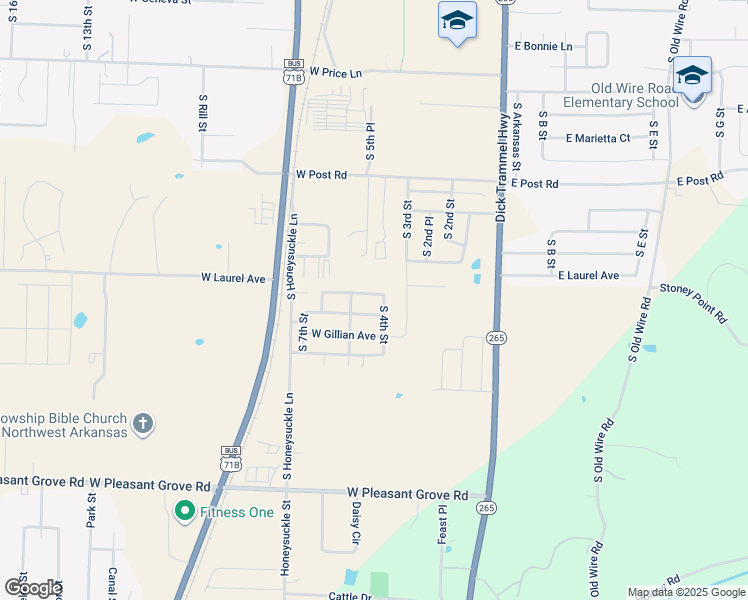 map of restaurants, bars, coffee shops, grocery stores, and more near 404 West Laurel Avenue in Rogers