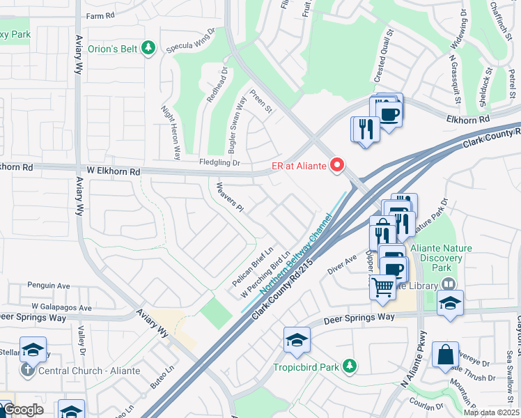 map of restaurants, bars, coffee shops, grocery stores, and more near 3489 Storks Bundle Lane in North Las Vegas
