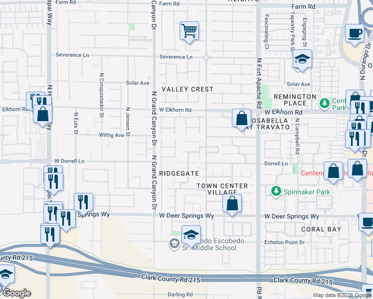 map of restaurants, bars, coffee shops, grocery stores, and more near 9453 Kingsley Street in Las Vegas