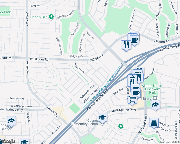 map of restaurants, bars, coffee shops, grocery stores, and more near 3489 Storks Bundle Lane in North Las Vegas