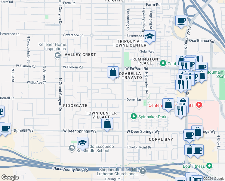 map of restaurants, bars, coffee shops, grocery stores, and more near 9235 Avon Park Avenue in Las Vegas
