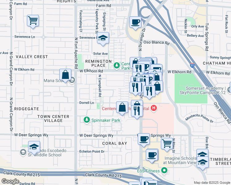 map of restaurants, bars, coffee shops, grocery stores, and more near 7144 Antique Olive Street in Las Vegas