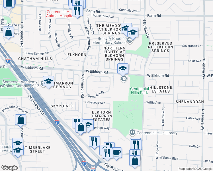 map of restaurants, bars, coffee shops, grocery stores, and more near 7808 Faith Court in Las Vegas