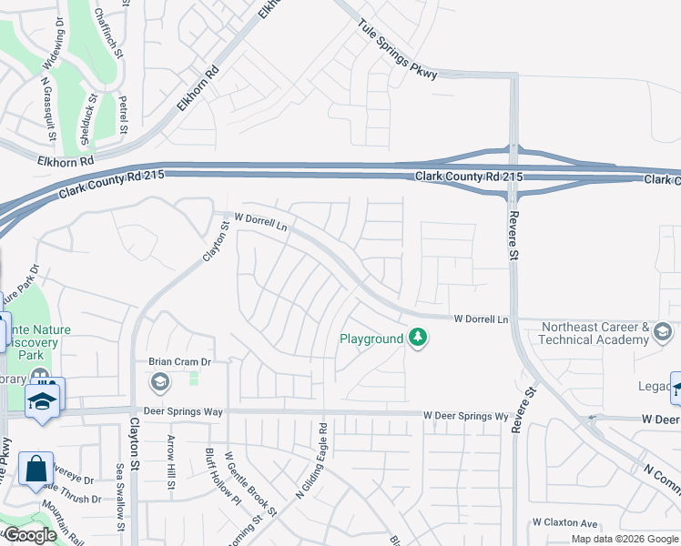 map of restaurants, bars, coffee shops, grocery stores, and more near 1418 Dire Wolf Avenue in North Las Vegas