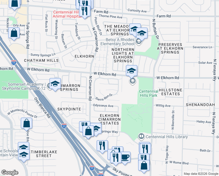 map of restaurants, bars, coffee shops, grocery stores, and more near 7824 Faith Court in Las Vegas