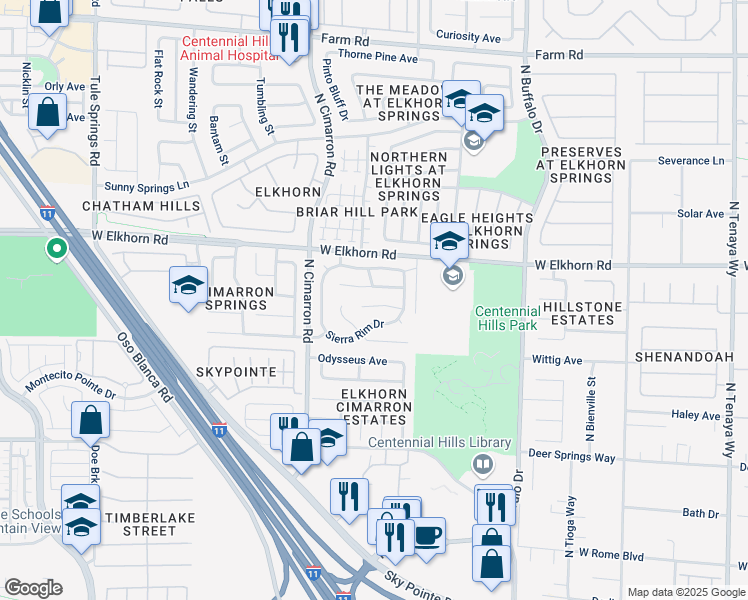map of restaurants, bars, coffee shops, grocery stores, and more near 7824 Faith Court in Las Vegas