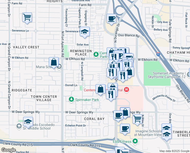 map of restaurants, bars, coffee shops, grocery stores, and more near 7144 Antique Olive Street in Las Vegas