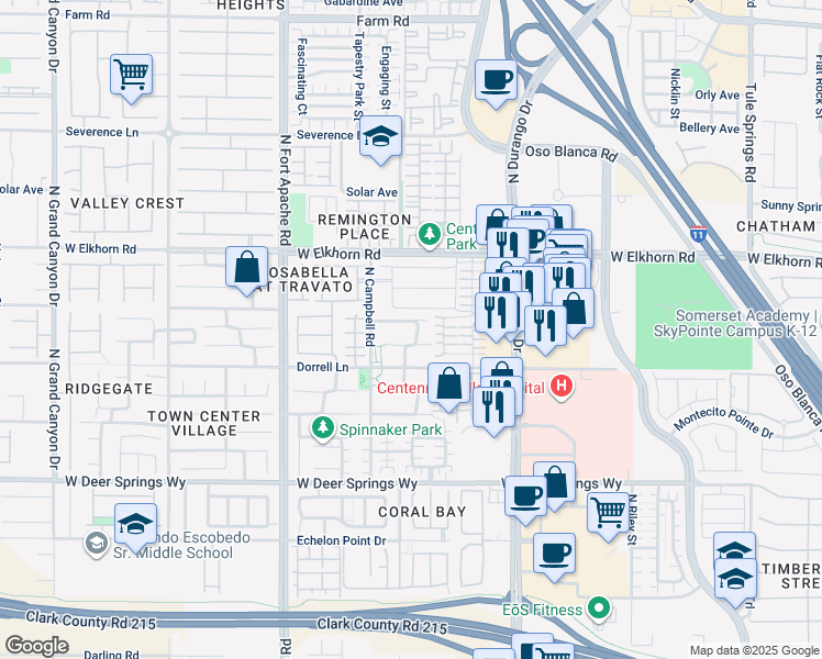 map of restaurants, bars, coffee shops, grocery stores, and more near 7141 Antique Olive Street in Las Vegas