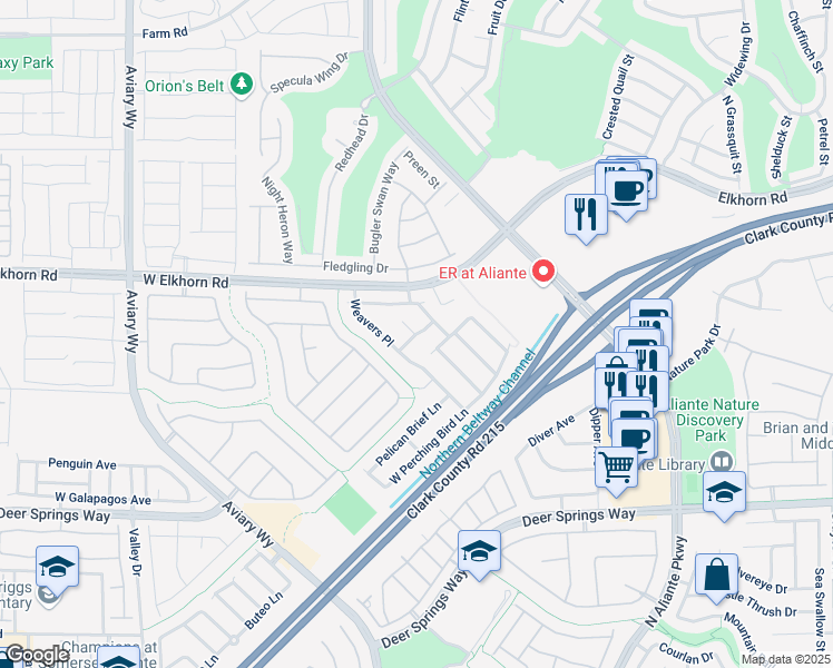 map of restaurants, bars, coffee shops, grocery stores, and more near Bundle Ln in North Las Vegas