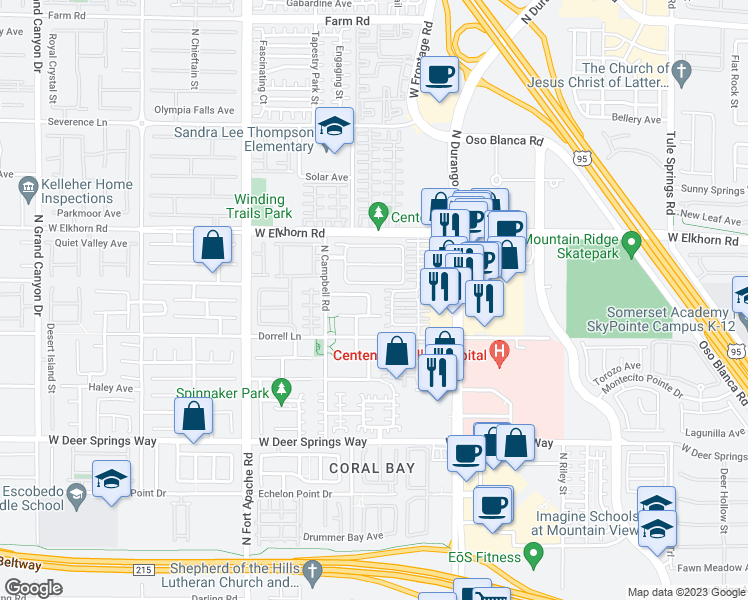 map of restaurants, bars, coffee shops, grocery stores, and more near 7144 Antique Olive Street in Las Vegas