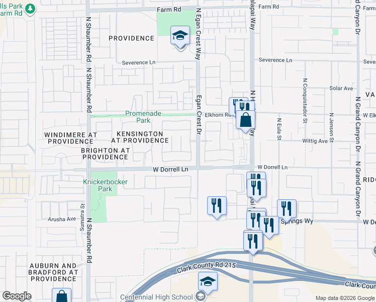 map of restaurants, bars, coffee shops, grocery stores, and more near 7032 Thistle Ridge Street in Las Vegas