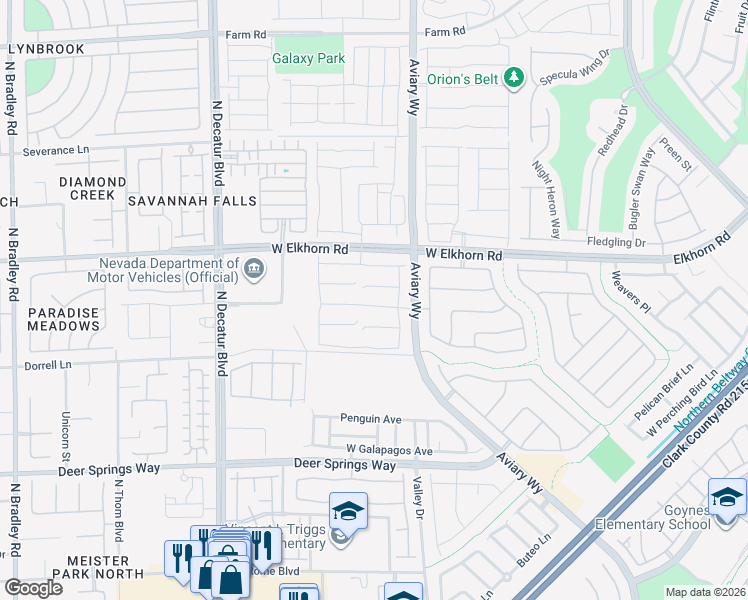 map of restaurants, bars, coffee shops, grocery stores, and more near 4360 Panoramic View Avenue in North Las Vegas