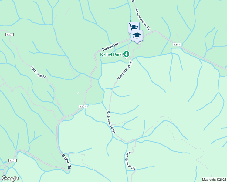 map of restaurants, bars, coffee shops, grocery stores, and more near 4300 Rush Branch Road in Sugar Grove