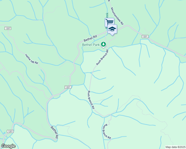 map of restaurants, bars, coffee shops, grocery stores, and more near 4300 Rush Branch Road in Sugar Grove