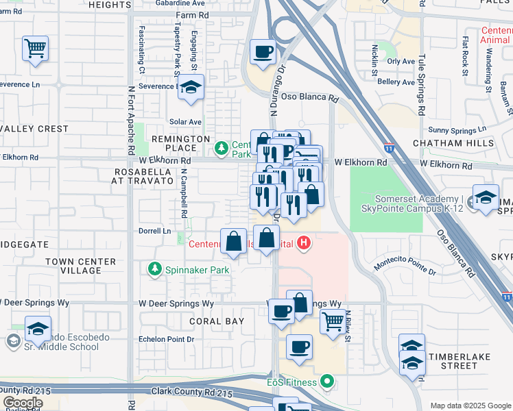 map of restaurants, bars, coffee shops, grocery stores, and more near 8921 Charles Thomas Court in Las Vegas