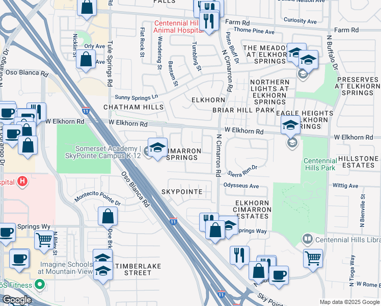 map of restaurants, bars, coffee shops, grocery stores, and more near in Las Vegas