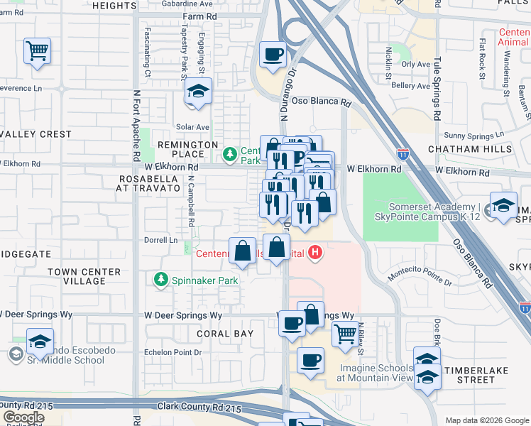 map of restaurants, bars, coffee shops, grocery stores, and more near 8921 Charles Thomas Court in Las Vegas