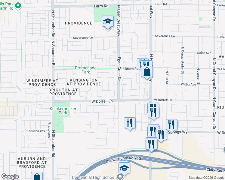 map of restaurants, bars, coffee shops, grocery stores, and more near 7032 Thistle Ridge Street in Las Vegas