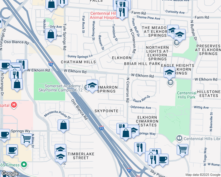 map of restaurants, bars, coffee shops, grocery stores, and more near 7036 Dillseed Drive in Las Vegas