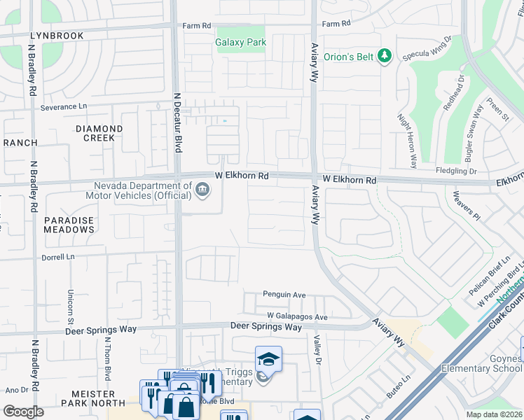 map of restaurants, bars, coffee shops, grocery stores, and more near 4436 Panoramic View Avenue in North Las Vegas