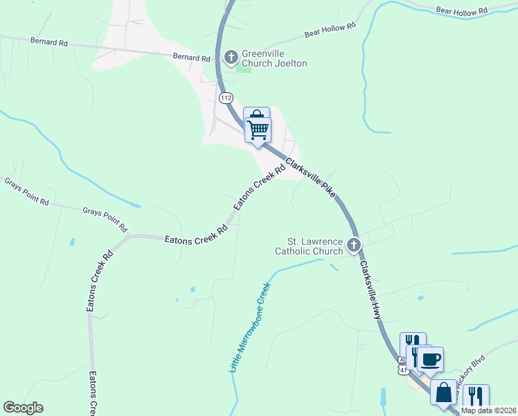 map of restaurants, bars, coffee shops, grocery stores, and more near 5900 Eatons Creek Rd in Nashville