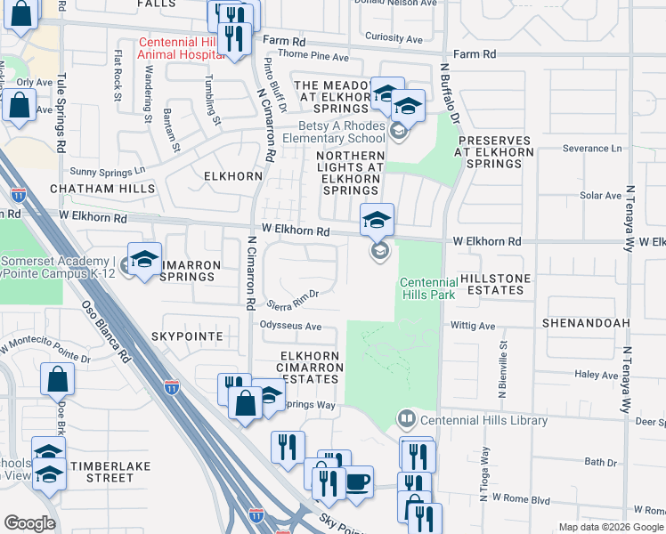 map of restaurants, bars, coffee shops, grocery stores, and more near 7808 Faith Court in Las Vegas