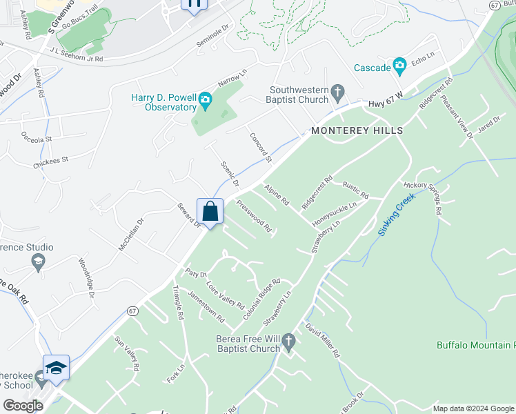 map of restaurants, bars, coffee shops, grocery stores, and more near 32 Parkwood Lane in Johnson City