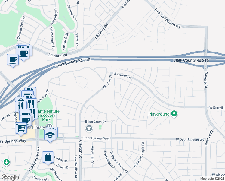 map of restaurants, bars, coffee shops, grocery stores, and more near 7107 Calvert Cliffs Street in North Las Vegas