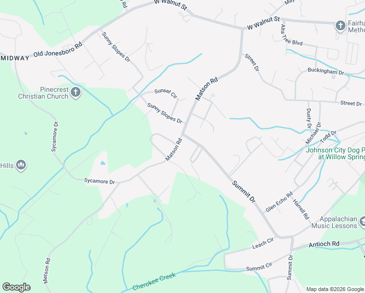 map of restaurants, bars, coffee shops, grocery stores, and more near 473 Matson Road in Jonesborough