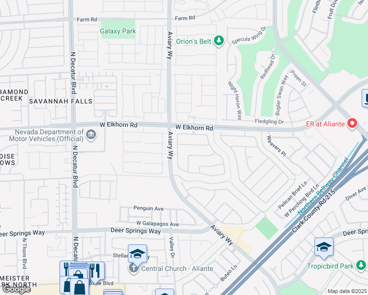 map of restaurants, bars, coffee shops, grocery stores, and more near 4213 West Falcons Flight Avenue in North Las Vegas