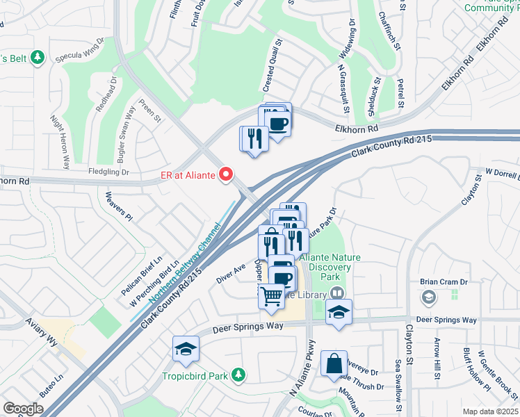 map of restaurants, bars, coffee shops, grocery stores, and more near  in North Las Vegas