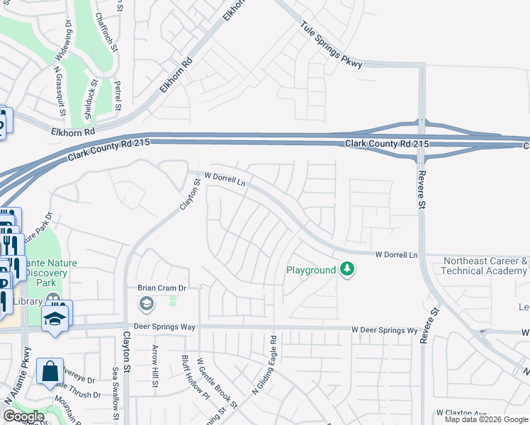 map of restaurants, bars, coffee shops, grocery stores, and more near 7053 Noah Raven Street in North Las Vegas