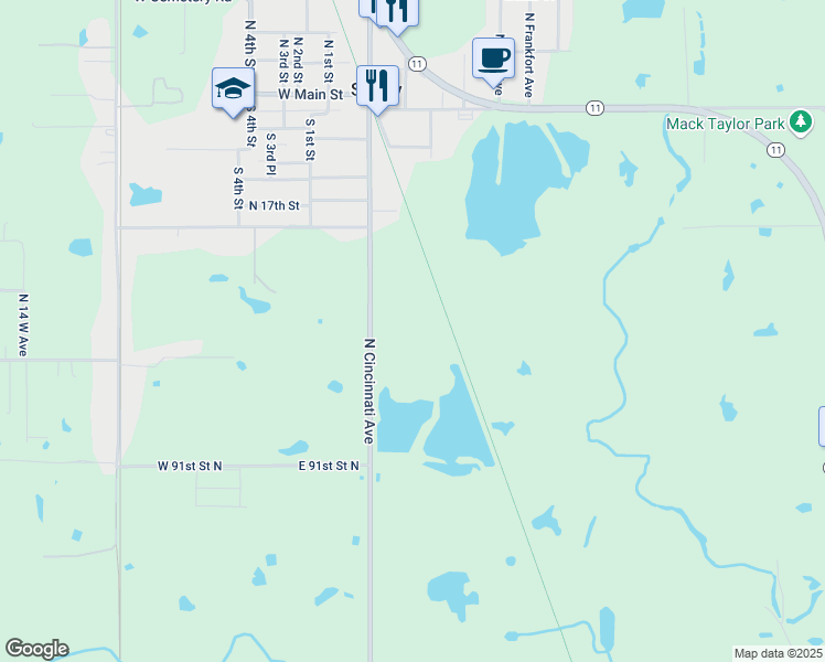 map of restaurants, bars, coffee shops, grocery stores, and more near 9373 North Cincinnati Avenue in Sperry