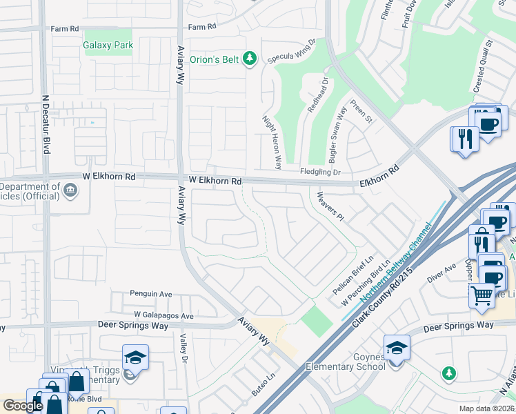 map of restaurants, bars, coffee shops, grocery stores, and more near 7121 Puetollano Drive in North Las Vegas