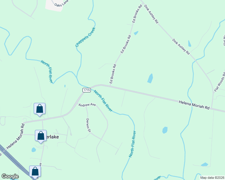 map of restaurants, bars, coffee shops, grocery stores, and more near 1318 Helena Moriah Road in Timberlake