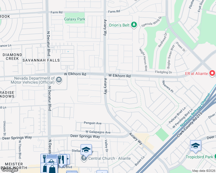map of restaurants, bars, coffee shops, grocery stores, and more near 7113 Bluebird Wing Street in North Las Vegas