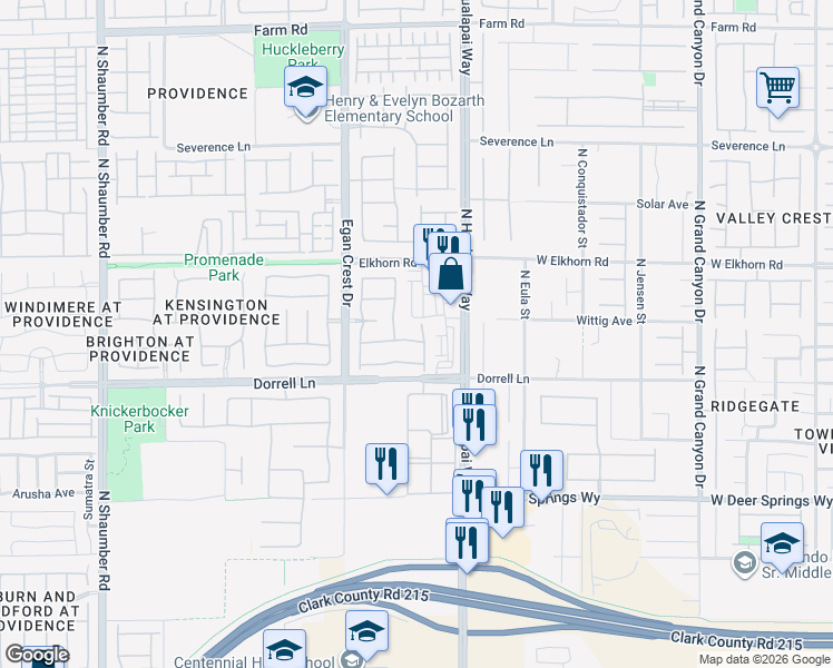 map of restaurants, bars, coffee shops, grocery stores, and more near 10206 Timber Line Peak Avenue in Las Vegas