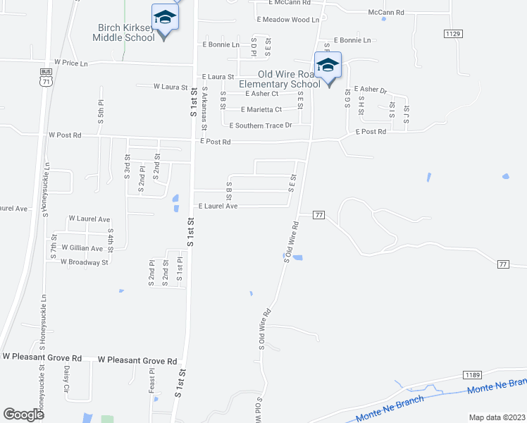 map of restaurants, bars, coffee shops, grocery stores, and more near 306 East Laurel Avenue in Rogers