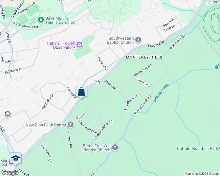 map of restaurants, bars, coffee shops, grocery stores, and more near 32 Parkwood Lane in Johnson City