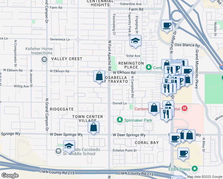map of restaurants, bars, coffee shops, grocery stores, and more near 7073 Knob Creek Street in Las Vegas