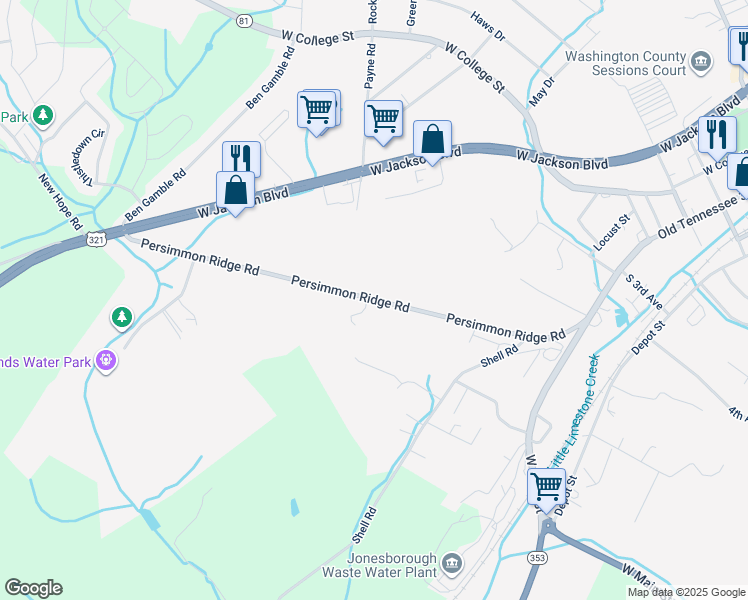 map of restaurants, bars, coffee shops, grocery stores, and more near 1113 Tennessee 81 Truck in Jonesborough