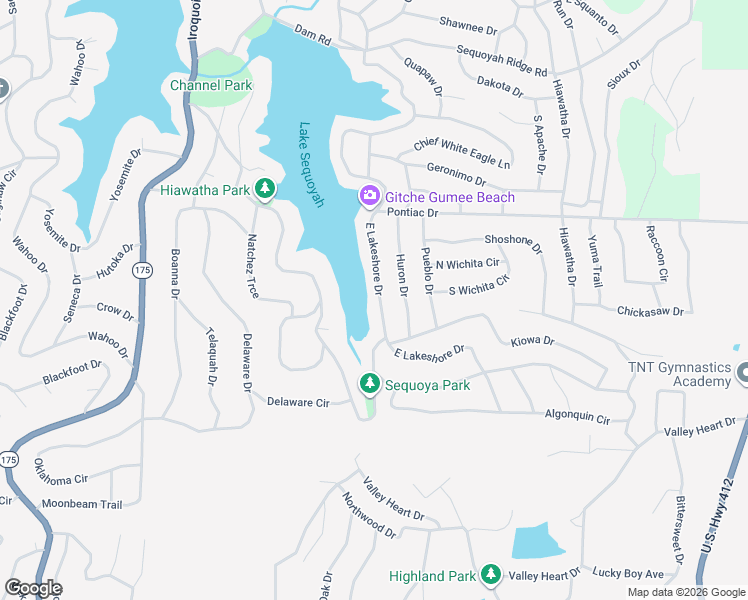 map of restaurants, bars, coffee shops, grocery stores, and more near 248 East Lakeshore Drive in Cherokee Village