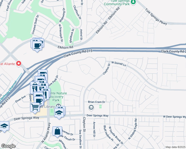 map of restaurants, bars, coffee shops, grocery stores, and more near 7082 Arcadia Glen Court in North Las Vegas
