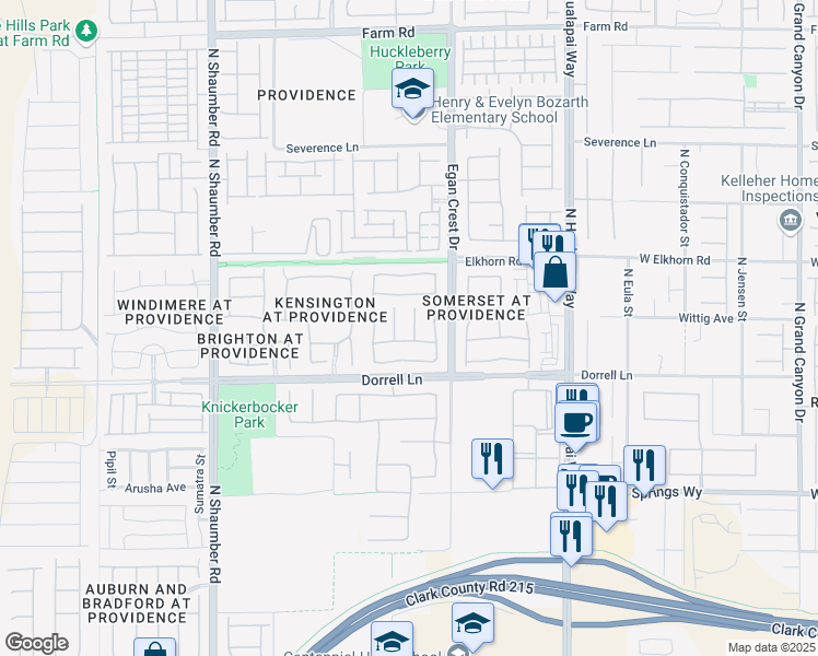 map of restaurants, bars, coffee shops, grocery stores, and more near 7051 Oakwood Pines Court in Las Vegas